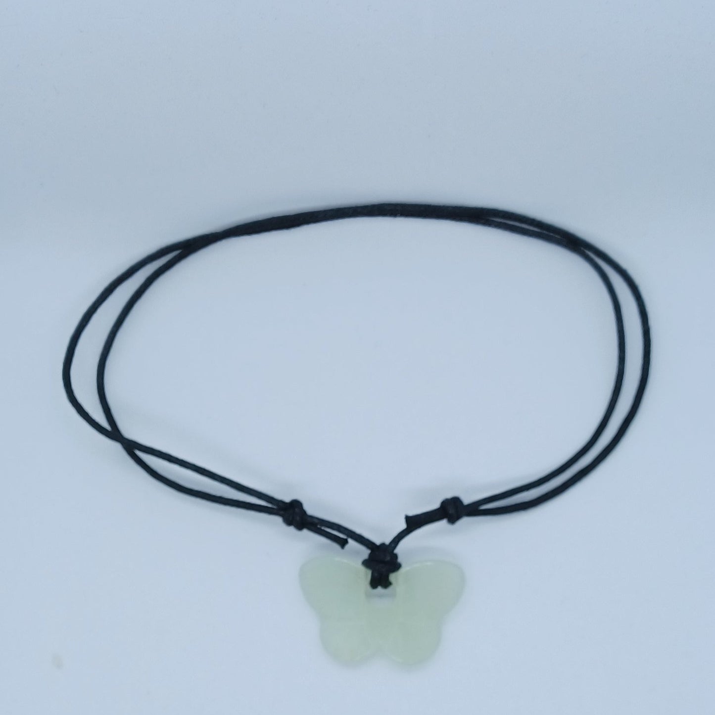 Serpentine/New Jade gemstone butterfly necklace