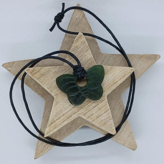 Nephrite Jade butterfly black cord necklace