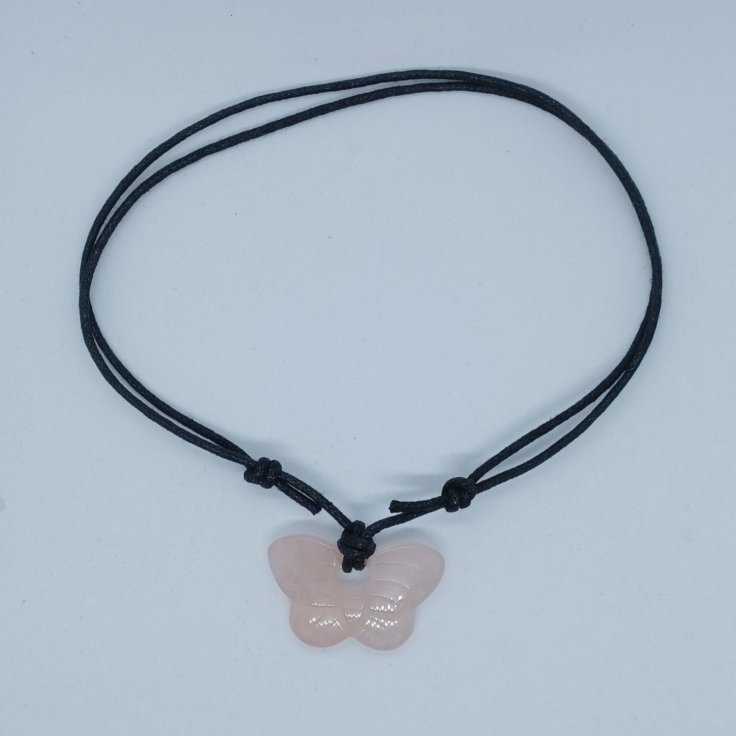 Rose quartz butterfly necklace