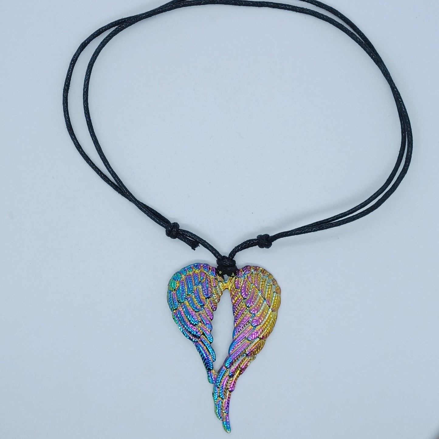 Multi coloured Angel wing heart necklace