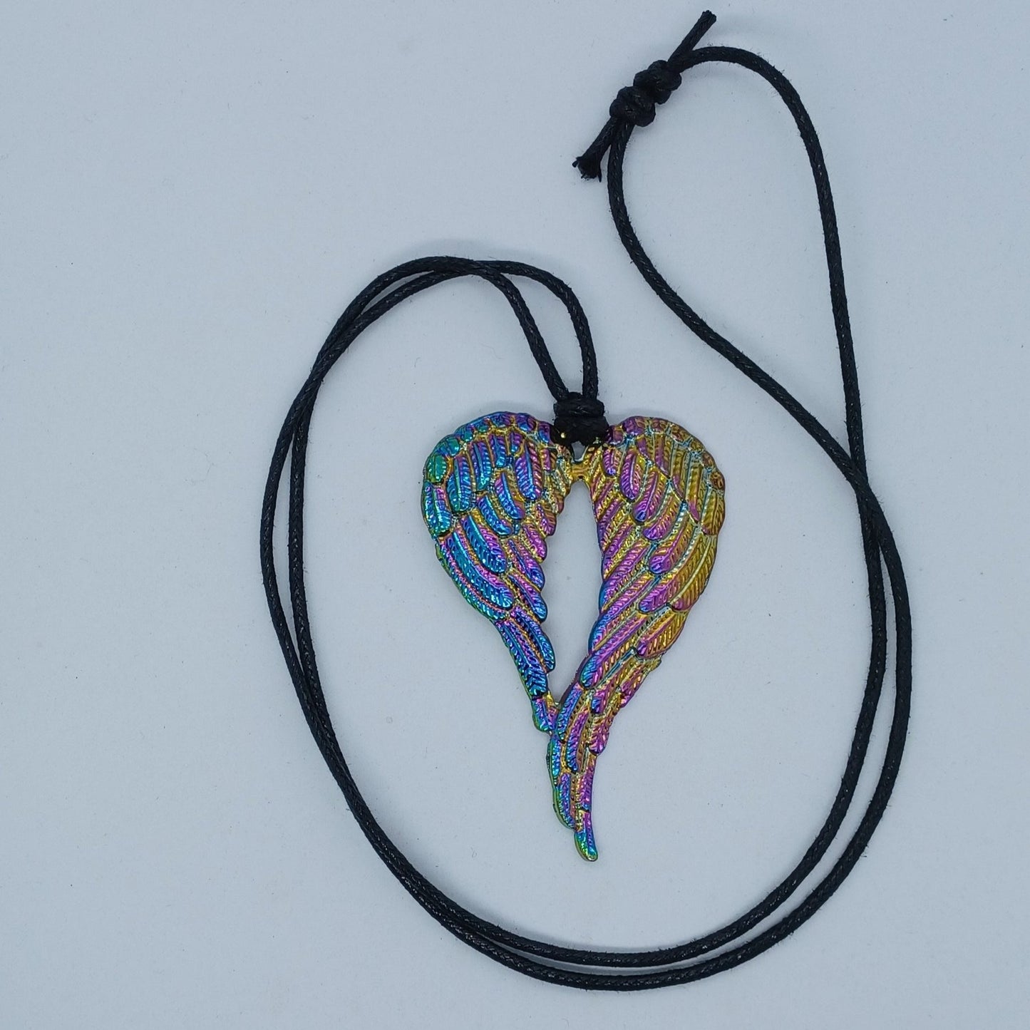 Multi coloured Angel wing heart necklace