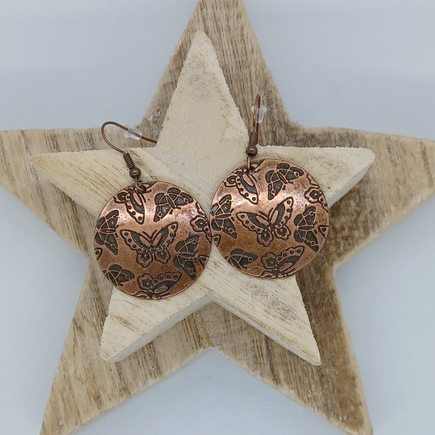 Copper butterfly earrings