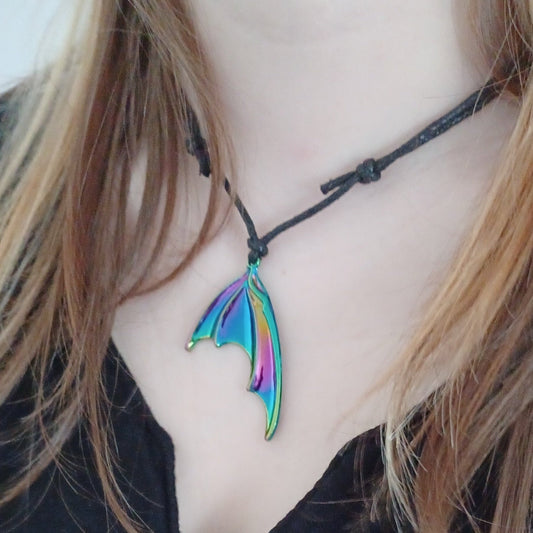 Halloween bat wing necklace